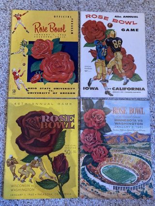College Football - Four Rose Bowl Programs 1958,  1959,  1960,  1961,