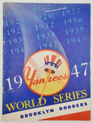 1947 York Yankees Vs Brooklyn Dodgers World Series Official Program Mlb