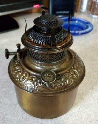 Antique Victorian Ornate Brass B&h Oil Lamp Font Drop In All Complete