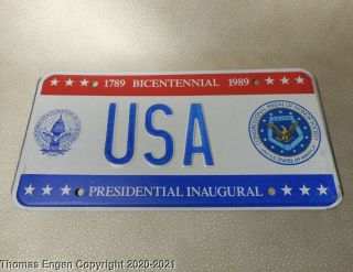 1989 Hw Bush Presidential Inaugural Congressional Medal Of Honor License Plate