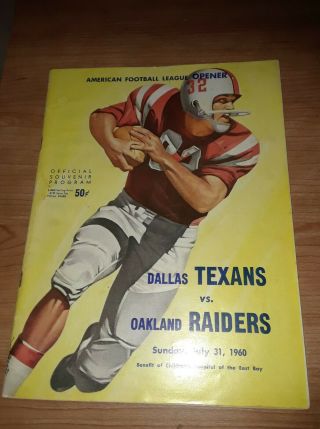 American Football League Program Oakland Raiders First Ever Game July 31,  1960