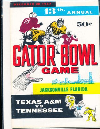 1957 12/28 Gator Bowl Program Texas A&m Tennessee Bear Bryant