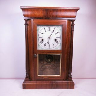 Antique Ansonia Brass And Copper Co Shelf Clock 8 Day And 30 Hour Gothic