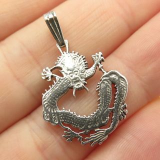 925 Sterling Silver Vintage Chinese Dragon Design Pendant
