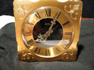 Vintage Seth Thomas Desk Clock,  Wind - Up,  Brass,  Roman Numerals.