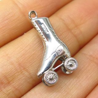 Vintage 925 Sterling Silver Victorian - Style High Top Roller Skate Charm Pendant