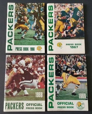 Sharp 1966 1967 1968 1969 Green Bay Packers Press Media Guides - Starr Nitschke