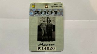 2001 Masters Tournament Badge - Tiger Woods - Augusta National Golf Club