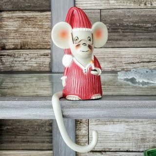 Vintage Christmas Father Mouse Stocking Holder - 1981 - Sun Hill Industries,  6.  5 "
