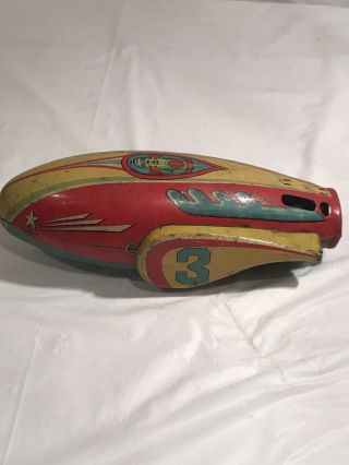 Vintage Masudaya Modern Toys Rocket Car X Space Rocket Car Japan Tin Friction