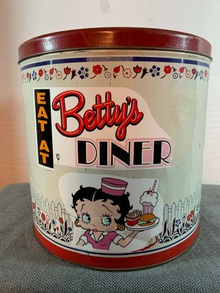Vintage Betty Boop Metal Canister Tin Drive - In Diner Car Hop