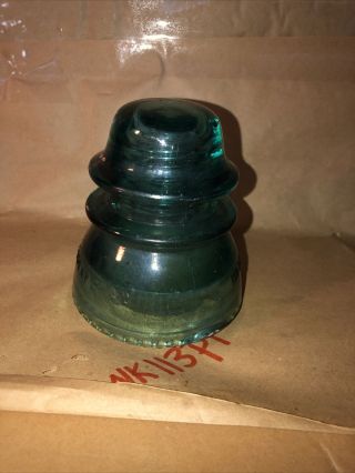 Vintage Hemingray No 42 CD 154 Pale Green Glass Insulators with round drips 2