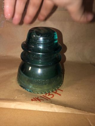 Vintage Hemingray No 42 CD 154 Pale Green Glass Insulators with round drips 3