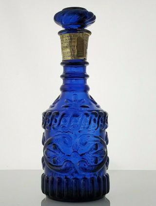 Vintage Jim Beam Decanter Cobalt Blue 1970s Bottle With Stopper Kentucky Derby