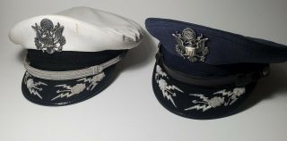 Vtg Bancroft Cap Co.  Us Air Force Military Blue Wool Hat & White The Wolbro Cap
