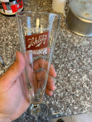 Vintage Schlitz Tall Pilsner Glass Barware Collectible Breweriana 2