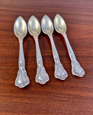 (4) Gorham Co.  Sterling Silver Citrus / Fruit Spoons - Chantilly B Monogram