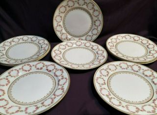 Antique George Jones & Sons For Tiffany & Co Porcelain Set 8 Plates Roses & Gold
