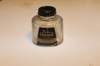 Parker Quink Bottle Ink Permanent Blue Black 4 Oz Vintage Partial 60