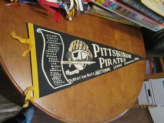 1960 Pittsburgh Pirates National League Champs Scroll Pennant Black