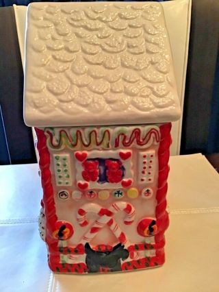Vintage Ceramic Gingerbread House Cookie Jar Christmas Decoration 2