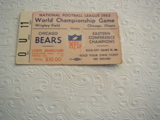 1963 Chicago Bears Vs Eastern Conf.  Champs Nfl Championship Game Ticket Stub