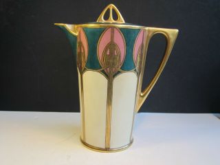 Antique Art Deco Favorite Bavaria Marked Porcelain Chocolate Pot With Lid Set