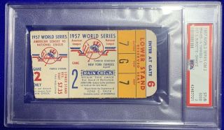 1957 World Series Ticket Stub Game 2 Psa 2 Good Braves Yankees Only 3 Higher