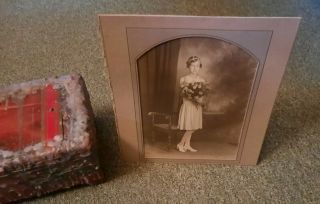 Antique Haunted Dybbuk Box with Content and Photo of a Young Woman 1920s 3