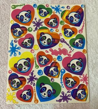 Vintage Lisa Frank Rainbow Painter Panda Bear Sticker Sheet S162