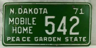 N.  Dakota Mobile Home License Plate 1971 Peace Garden State Tag 71 North Dakota