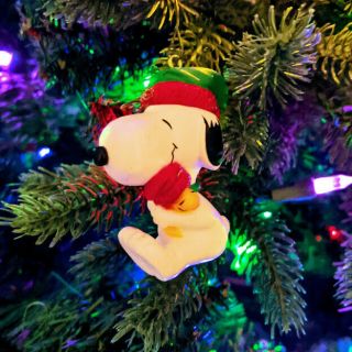 Vintage 1972 Peanuts Snoopy With Woodstock Ufs Christmas Ornament
