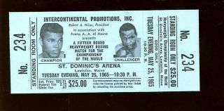 May 25 1965 Cassius Clay Vs Sonny Liston Full On Site Boxing Full Ticket Nm