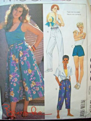 Vintage Mccalls Pattern 9576 Brooke Shields Pants Shorts Skirt Cut Size 10 - 12 - 14