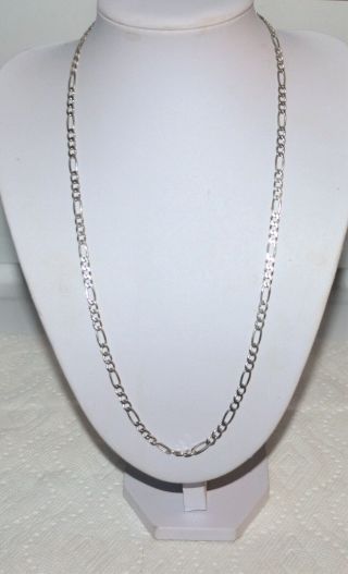 Vintage 925 Sterling Silver Figaro Link Chain 23” Necklace Italy