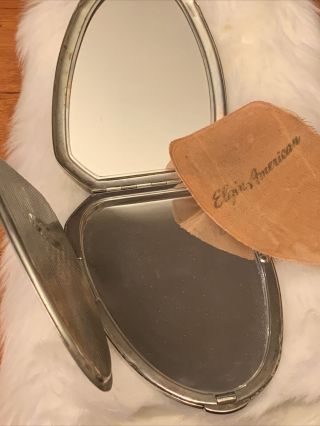 Vintage Elgin American Powder Case Compact with Mirror Etched & Victorian Boots 2