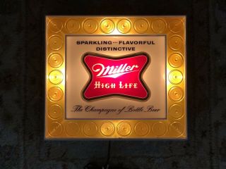 Antique Miller High Life Beer Sign Lighted Vintage Bar Advertisement Light