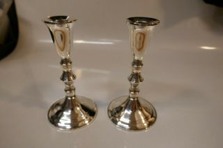 Pair 6.  5 " Vintage Duchin Creation Weighted Sterling Silver Candlesticks