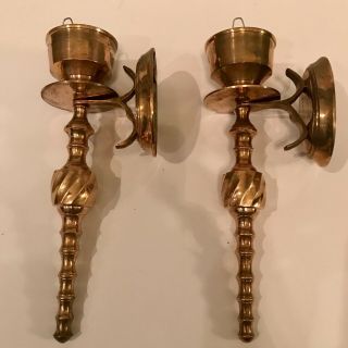 Vintage Twist Design Solid Brass Wall Sconce Candle Holders 9 "