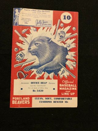1939 Pcl Baseball Program Portland Beavers Inc Schedule Pacific Coast League