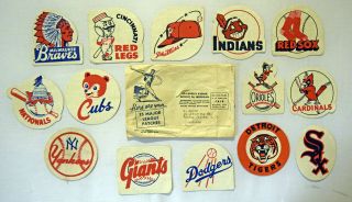 1955 Post Cereal Cloth Team Patches (14/15) W/orig.  Envelope 615538