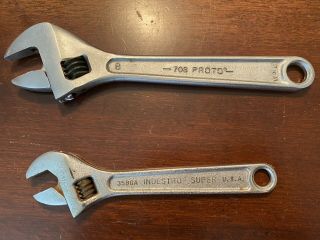 Vintage Steel Wrenches / Made In The Usa / Proto 708 & Indestro 3586a