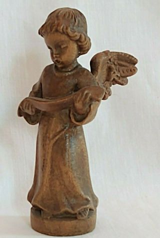 Rare Antique Italian Anri Kal Kuolt Carved Wood Angel Carving Sculpture Statue