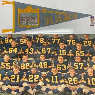 1960 Vintage La Los Angeles Rams California Nfl Football Pennant 12x29.  5