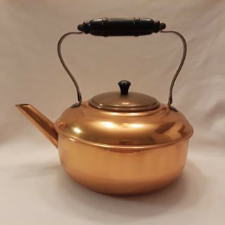 Vintage Coppercraft Guild Copper Tea Kettle Pot With Black Wood Handle Mass Usa