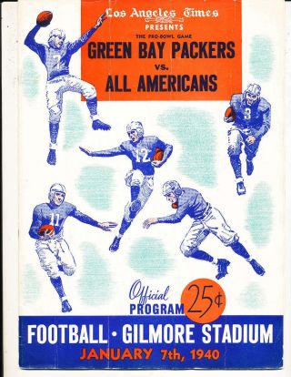 1/7 1940 Green Bay Packers Vs All Americans Football Program Pro Bowl