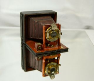 Vintage 1900 ' s Antique Wooden 6x6 Red Bellows View Camera Kodak Conley Ansco 2