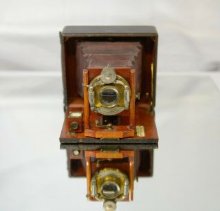 Vintage 1900 ' s Antique Wooden 6x6 Red Bellows View Camera Kodak Conley Ansco 3