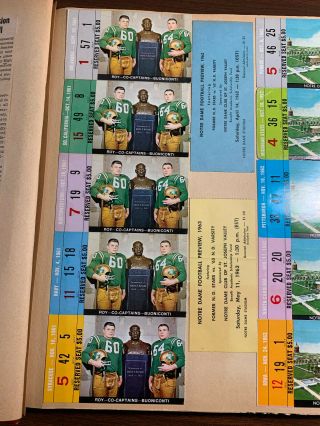 1961 - 1965 All 25 Notre Dame Football Home Game Ticket Stubs Plus 4 Spring Games