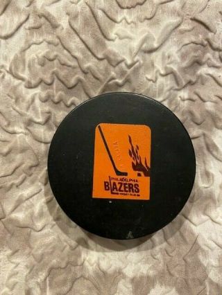 Philadelphia Blazers Wha Game Hockey Puck - Rare Wha Puck